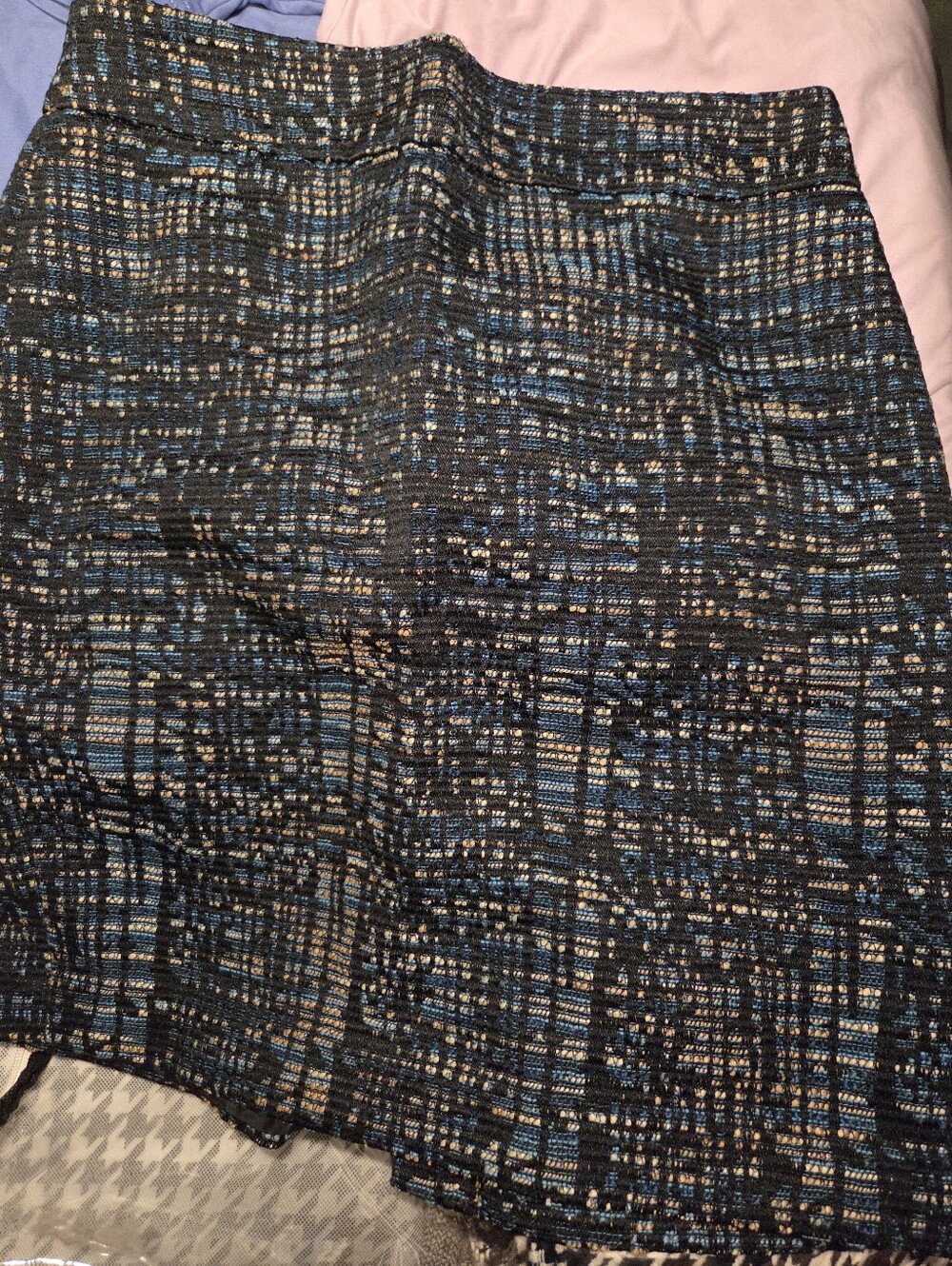Textured Blue and Black Tweed Women’s Skirt